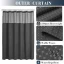 N&Y HOME Waffle Weave Shower Curtain with Snap-in Fabric Liner Set, 12 Hooks Included - Hotel Style, Water-Repellent & Washable, Heavyweight Fabric & Mesh Top Window - 71x72, Graphite Gray