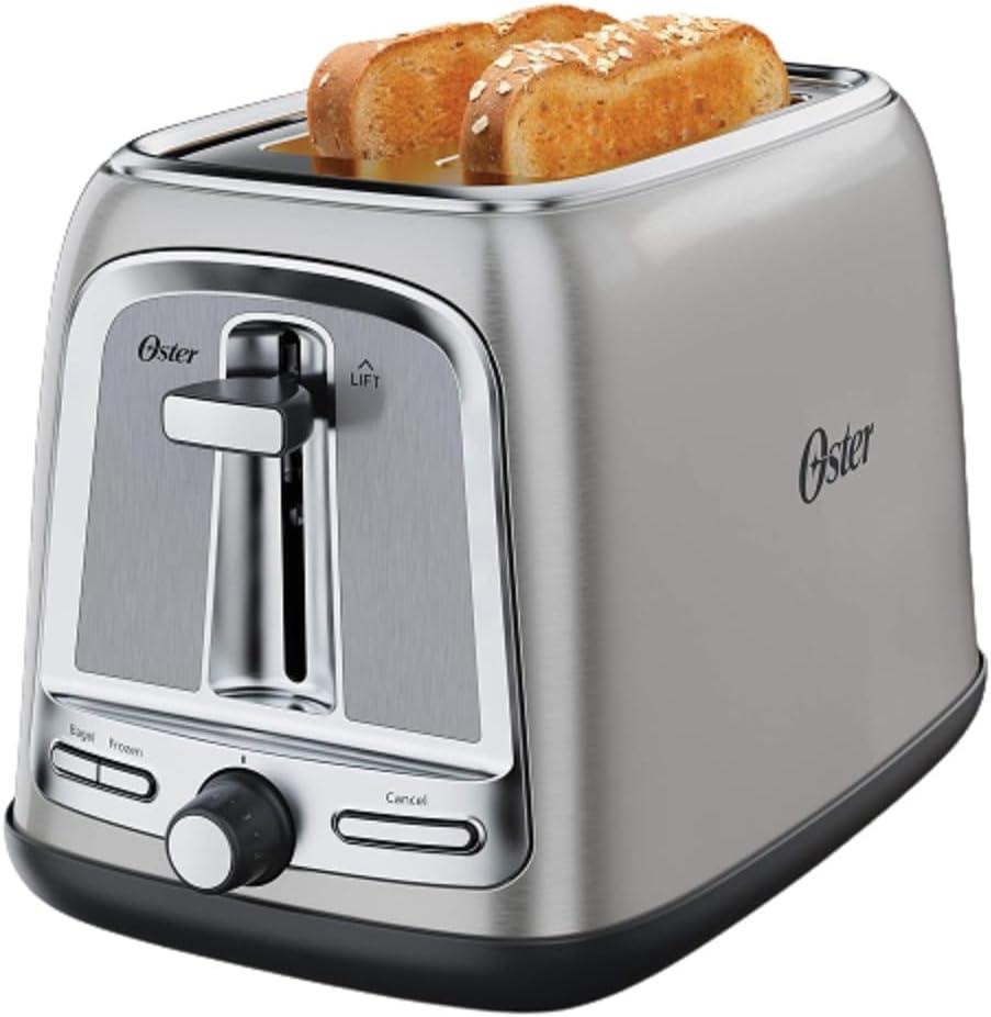Oster 2-Slice Toaster with Advanced Toast Technology, Bagel Toaster for All Bread Types, Stainless Steel