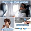 Travel Pillow for Airplanes, Neck Pillow eases Neck and Shoulder Pain on Long Flights, Adaptive Memory Foam Sleep Support, Portable Carry Case, Eye Mask and Earplugs Travel Set(Grey I)