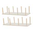 YARNOW Wood Pegboard Drawer Organizer with 16pcs Pegs, Adjustable Wooden Cutlery Rack for Kitchen Drawer Storage, Natural Wood Tabletop Dish and Utensil Organizer, 3Sets (43.3x15x1cm)