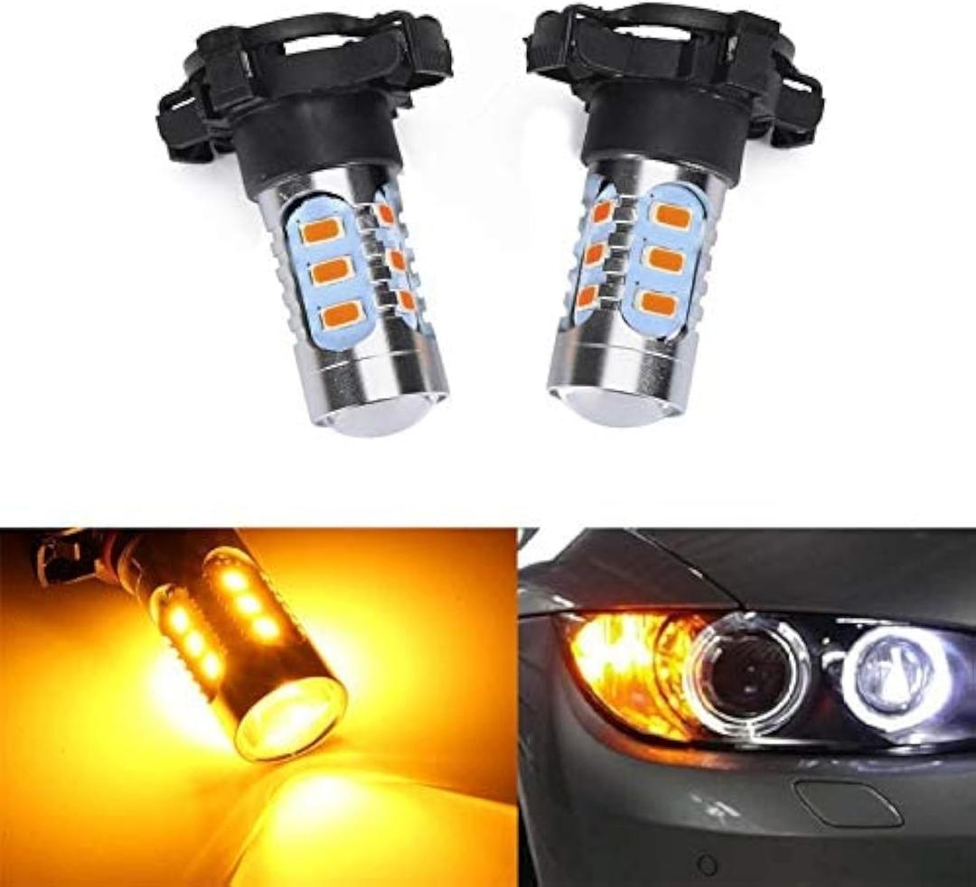 (2Amber Yellow Error Free High Power PY24W 5200s LED Bulbs Compatible With BMW Front Turn Signal Lights Canbus