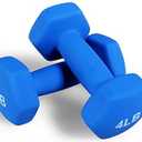 Fitvids Neoprene Dumbbell Hand Weights, Anti-Slip, Anti-roll, Hex Shape Colorful, 4-Pound, Pair