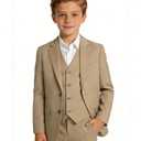 YuanLu Beige 5T Suit for Boys Toddler Slim Fit Tuxedo Kids Ring Bearer Outfit First Communion Suits Homecoming Formal Wear Wedding Guest Clothes