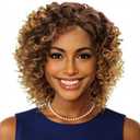 XIUFAXIRUSI XIUFAXIRUSI Blonde Short Curly Wigs for Black Women Ombre Blonde Afro Kinky Curly Bob Wigs with Side Part Synthetic Fibre Full Hair Afro Wigs for Black Women