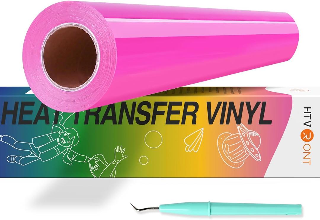 HTVRONT Magenta HTV Vinyl Roll 12" x 35ft - Magenta Heat Transfer Vinyl for Shirts, Iron on Vinyl Compatible with Cricut, Silhouette, Easy Cut & Weed Heat Press Vinyl for Designs