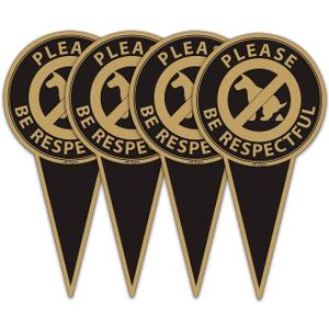 Please Be Respectful (4Pack)12"x6" No Dog Poop Yard Metal Signs Double Sided No Pooping Dog Sign UV Protected and Weatherproof Stop Dogs from Pooping or Peeing On Your Lawn Yard Sign