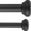 Modern Double Curtain Rods, Matte Black Curtain Rod 72-144 Inch Length Drapery Rods with Simple Decorative End Caps 1 Inch Front and 5/8 Inch Diameter Back Dual Curtain Rod Telescoping Window Rods