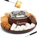 Nostalgia Tabletop Indoor Electric S'mores Maker - Smores Kit With Marshmallow Roasting Sticks and 4 Trays for Graham Crackers, Chocolate, and Marshmallows - Movie Night Supplies - Brown