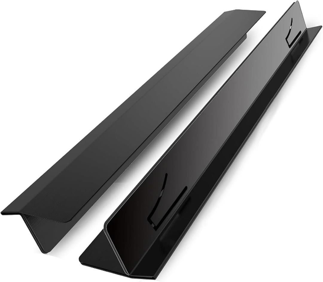 2PCS Kitchen Stove Counter Gap Covers, Stainless Steel Stove Gap Covers,13.8~27 Inch Adjustable Oven Stove Side Gap Guards,Heat Resistant & Easy to Clean Stove Guard (Black)