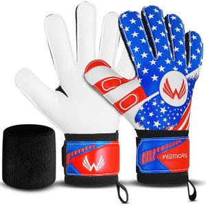 Soccer Goalie Gloves Fingersave for Kids Youth Adults with 7.5MM Strong Grip Palm Flexible Finger Spines Goalkeeper Gloves (Size 4 (Ages 6-9), Black)