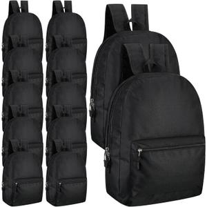 48 Pack Black School Backpacks Bulk for Kids 17 Inch Backpack in Bulk Travel Outdoor Bookbag Back to School Essentials Supplies Lightweight Bookbags for Students Elementary Middle High