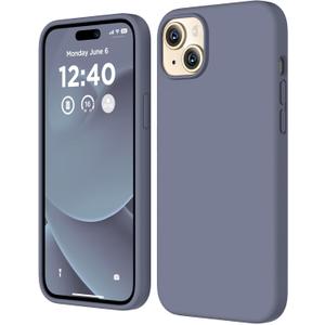 Compatible with iPhone 15 Case, Liquid Silicone Case, Full Body Shockproof Protective Cover [Soft Microfiber Lining], Slim Thin Phone Case for iPhone 15 6.1 inch, Lavender Gray