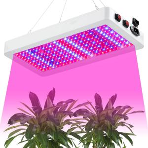 B1000W LED Plant Grow Light Dimmable, Best Grow Lights for Indoor Plants Full Spectrum, Seed Starting Seedlings Vegetable Hanging Growing Lamps, Double Switch Grow Light for Indoor Plants