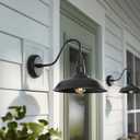 10in. Gooseneck Barn Light 6 Pack Farmhouse Wall Mount Light Fixture Exterior Waterproof Black Industrial Wall Sconce for Porch, Garage, Patio and Doorway, E26, LM2201-6P, 10" Dome