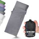 Frelaxy Ultralight Sleeping Bag Liner - Lighter & Compact, 3 Sizes Travel Sheets & Adult Sleep Sack, Comfy Breathable & Cooling & Silky Soft, Quick-Drying, for Backpacking, Hotel, Camping, Hostels (27.5 In x 84.6", Gray - No Zipper)