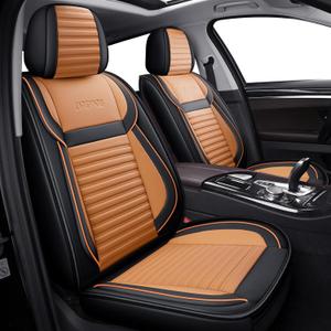 LINGVIDO Waterproof Car Seat Covers Full Set, Universal Leather Seat Covers for Cars SUV Trucks with Head Pillow, Automotive Protectors Fit Most Vehicles (Full Set) (Full set, Brown-Black)