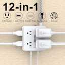 Surge Protector Power Strip - CHCORE 10 Ft Braided Extension Cord with 8 Outlets with 4 USB (2 USB C) Charging Ports, Flat Plug Multi Plug Outlet Extender Charging Station for Home Office, ETL, White