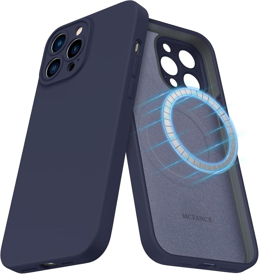 MCFANCE Magnetic for iPhone 13 Pro Max Case, Compatible with MagSafe, [Full Camera Protection] Anti-Scratch Microfiber Lining Phone Case, 6.7" 2021, Navyblue