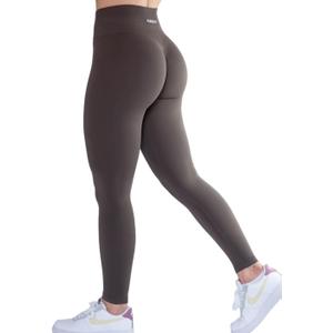 AUROLA Workout Leggings for Women Seamless Scrunch Tights Tummy Control Gym Fitness Girl Sport Active Yoga Pants (Large, Chestnut Brown)