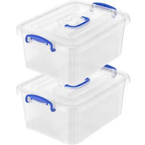 9 Quart Clear Storage Latch Bins with Lids/Handle, Plastic Clear Stackable Box, 9-Liter (2 Pack)
