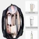 Wandering Nature Tote Bag for Women, Laptop Work Bag with 2 Cup Holders, Leather Purses and Handbags for Teacher Nurse Travel (Black)