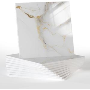 10pcs Marble Peel and Stick Backsplash Waterproof Wall Panels, Self Adhesive Marble Foam Tile, 11.8"x11.8" PVC Wall Panels for Bathroom, Kitchen, Living Room and Laundry Room (Gray and Gold)