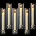 6 Sets Modern Candle Stand with Chimney Cover Taper Candle Holders Glass Hurricane Candle Holder for Tapered Candles 12inch Large Crystal Candlestick Holder Stand with Cylinder Sleeves for Wedding