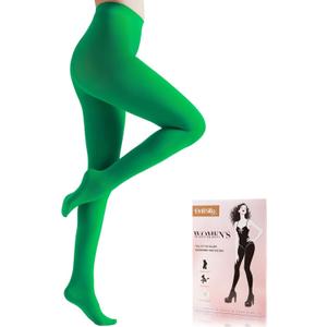 Women's 80D Opaque Tights Solid Colored Tights High Waist Microfiber Footed Pantyhose for Women (Green)