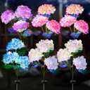 TANSOREN 6 Pack Solar Garden Lights Outdoor, Colorful LED Waterproof Solar Powered Hydrangea Flowers Landscape Lights for Outside Yard, Patio, Pathway Decorative, Décor, Two Lighting Modes