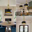 13.8 inch Nordic Industrial Style Black Gold Pendant Light with Adjustable Height for Kitchen Island/Dining/Living Room Retro Lighting Fixtures