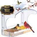 Goodeco Clear Window Bird Feeder - Outdoor Window Feeder with Strong Self-Adhesive Hooks, Bird Bath or Water Bowl for Outside Watchings - with a Brush, Easy to Clean, Ideal Gifts for Mom Parents