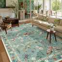 Lahome Insect Washable Area Rugs 5x7, Soft Green Rug for Living Room Bedroom Ultra-Thin Non-Shedding, Modern Throw Large Carpet for Dining Room Nursery Vionnet(5'x7',Green)