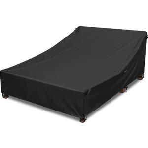 Outdoor Double Chaise Lounge Cover, Extra Wide-90 D x 66 W x 36 H Inch, 600D Weather-resistant Fabric All-Season Protective Cover for Patio Lounge Chairs, Waterproof and UV-resistant Coating (Black)