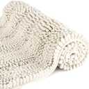 Bath Mat for Bathroom Ultra-Soft Machine Washable Rugs for Shower Room with Non-Slip Backing Shaggy Absorbent Luxury Chenille Bath Rug Perfect for Tub Sink Bedroom Door (2'×4', Ivory White)