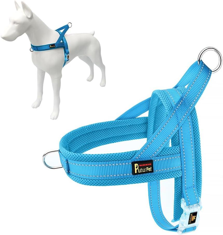 Plutus Pet No Pull Dog Harness with Breathable Mesh Padded, Adjustable Reflective Escape Proof Dog Harness, Quick Fit Dog Vest Harness for Small Medium Large Dogs(S, Cyan) (S: chest 17"-19.7")