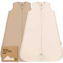 2-Pack Baby Sleep Sacks, Zipper Wearable Blanket - 0.5TOG Organic Cotton,Lightweight,Soft Cozy Toddler Sleeping Sack 6-12 months,Easy to Wear Large Newborn Transition Swaddles Sleepsacks(Ecru, M)