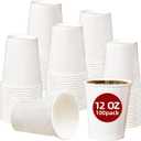 Paper Coffee Cups 12 OZ Disposable Hot and Cold Cups Leak-Proof White Cups for Coffee Tea Ideal for Home Office and Events (100 Count)