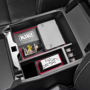 Center Console Organizer Tray Compatible with 2024 Ford Ranger & Ranger Raptor Interior Accessories, Coin Container Armrest Storage Box(Electric handbrake Version), Red