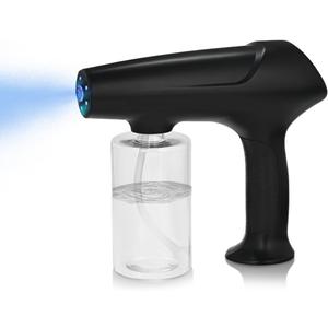 Barber Spray Bottle with Blue Light, Rechargeable Electrostatic Atomizer Sprayer, Nano Mist Sprayer for Stylist,Barber and Home Use (Black)