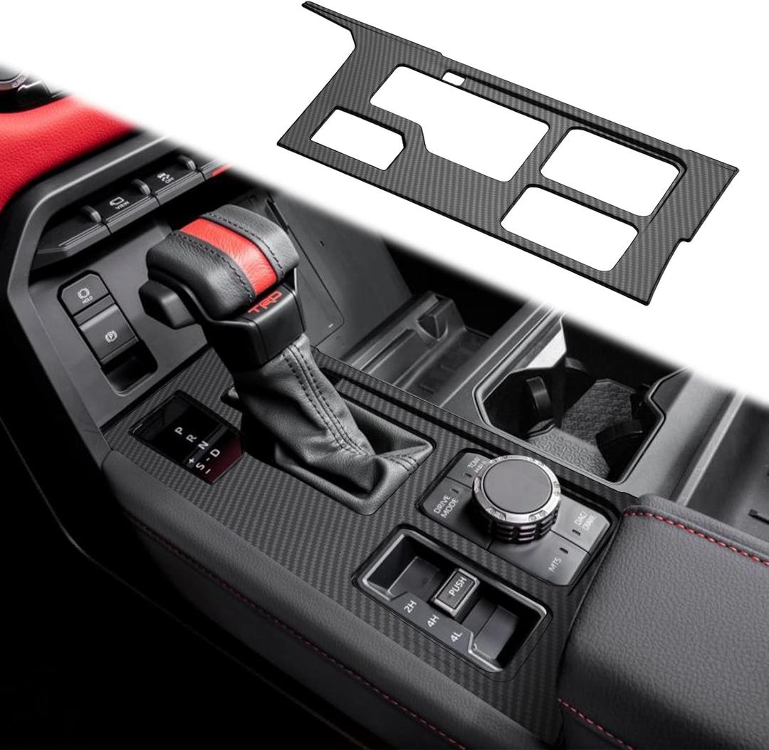 INTGET Gear Shift Panel Cover for 2022 2023 2024 2025 Toyota Tundra Accessories Carbon Fiber Center Console Gear Frame Cover for Toyota Sequoia Accessories 2025 (Gear Shift Panel)