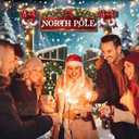 Christmas North Pole Backdrop Winter Snowy Forest Wooden Barn Door North Pole Xmas Tree Photography Background Winter Happy New Year Family Holiday Party Banner Decorations Photo Props 7x5FT