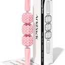 Muscle Roller Stick for Legs,11.6IN Physical Massager 3-Balls Massage Roller Stick Trigger Point Massage Fascia Roller for Leg Calf Abdominal Neck Arms Relieve Muscle Soreness-Pink