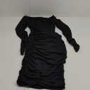 BEAGIMEG Women's Sexy Bodycon Long Sleeves Ruched Square Neck Party Club Midi Dress (Black), S