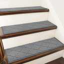 COSY HOMEER Stair Treads for Wooden Steps 9"x28" Washable Indoor Carpet Stair Treads Non Slip Soft Polyester Stair Carpet Tread Reusable Stair Runner Rugs for Kids, Elders,Pets,Medium Grey,15pcs