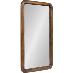 Kate and Laurel Pao Modern Rounded Rectangular Wall Mirror, 17 x 32, Walnut, Decorative Mid-Century Tall Wood Mirror with Radius Corners for Vertical or Horizontal Display