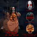 Scary Halloween Decorations Outdoor Hanging Swinging Doll Girl with Sound & Slap Activated, Light Up Eyes Creepy Sound Expressions, Large Scary Halloween Decor Props for Indoor Outside