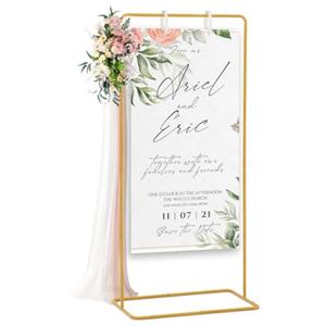 Fullvaseer Wedding Sign Holder,Adjustable Welcome to Our Wedding Sign Stand with  Sign Hanging Straps,Wedding Seating Chart Stand for Party,Baby Shower,Graduation Ceremony(Posters Excluded)