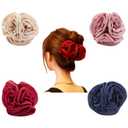 Lawie 4 Pack Large Butterfly Octopus Ribbon Silk Chiffon Rose Flower Large Bows Plastic Hair Claw Clips Jaw Barrettes Grips Clamps Clasps Pins Decorative Buns Fancy Hair Accessories for Women Girl