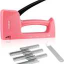 HAUSHOF Light Duty Staple Gun, Upholstery Staple Gun with 800PCS JT21 Staples and Stapler Remover, Fits JT21 Staple of 1/4'', 5/16'' & 3/8'', Used for Wood, Classroom, Crafts, DIY, Decoration (Pink)