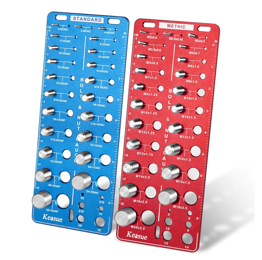 56Pcs Thread Checker, Nut and Bolt Thread Checker Standard and Metric, Thread Gauge Include 22 Inch & 22 Metric & 12 Drill Bit Sizes, Suitable for Nut Bolt Size Finder Classification.